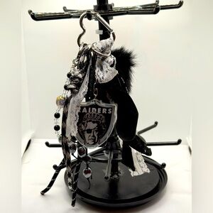 Black and White Raiders Handbag Charm